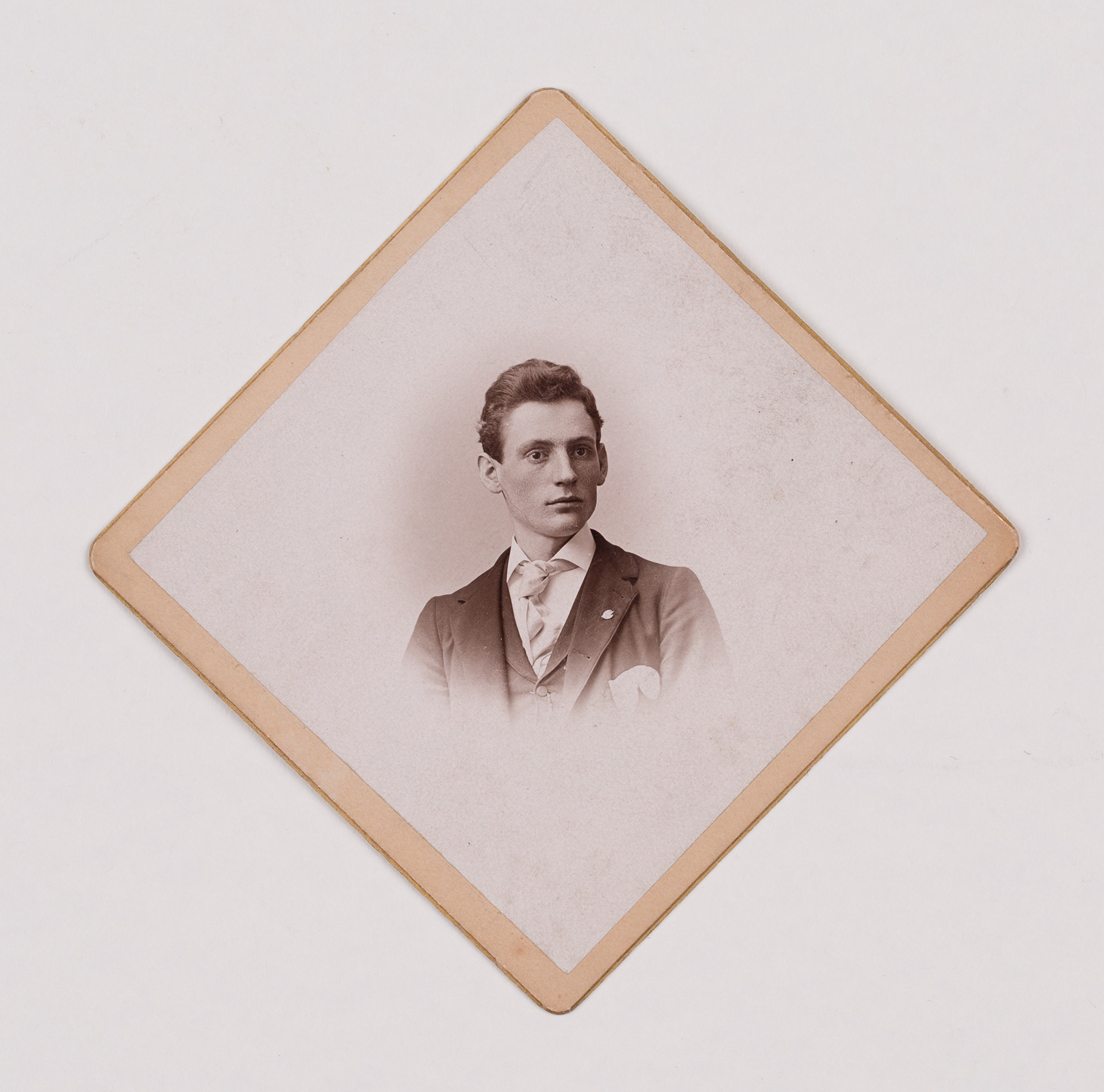 Young Mathias J. Alten in suit in diamond photograph frame