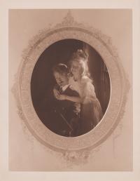 Mathias J. Alten and young daughter in oval photograph frame