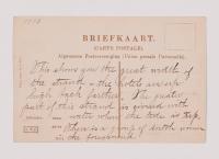 Back of postcard with handwritten message