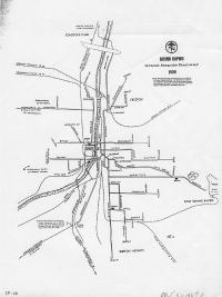 Drawing of simple map with routes of streetcars